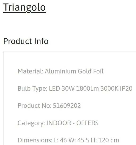 Lustra LED suspendata design modern Triangolo aurie