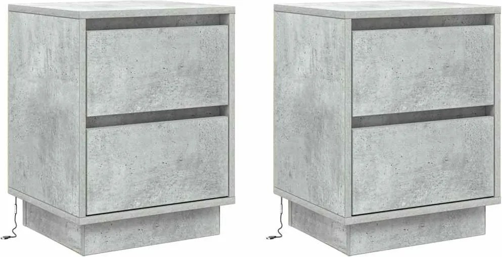 vidaXL Dulap de noapte cu sertar 2 pcs Gri din beton 39 x 34,5 x 50 cm