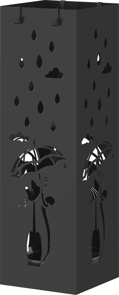 HOMCOM Suport pătrat pentru umbrele cu tavă, 15.5x15.5x49 cm, Negru | Aosom Romania