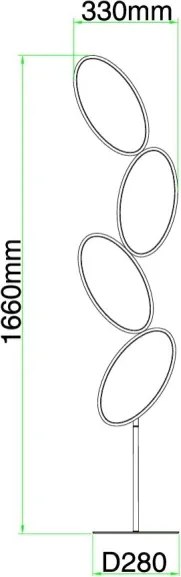 Ondaluce - Lampă de podea LED reglabilă RICE LED/38W/230V 166 cm aurie