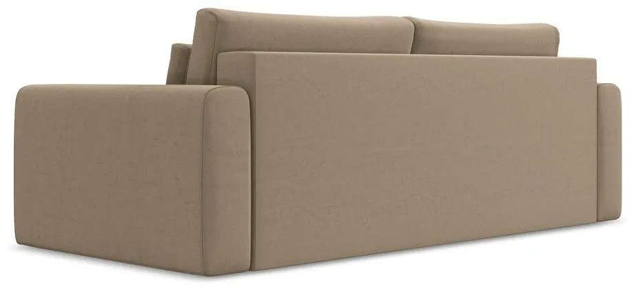 Canapea maro deschis extensibilă/cu spațiu de depozitare cu tapițerie din catifea 238 cm Kapua – Makamii