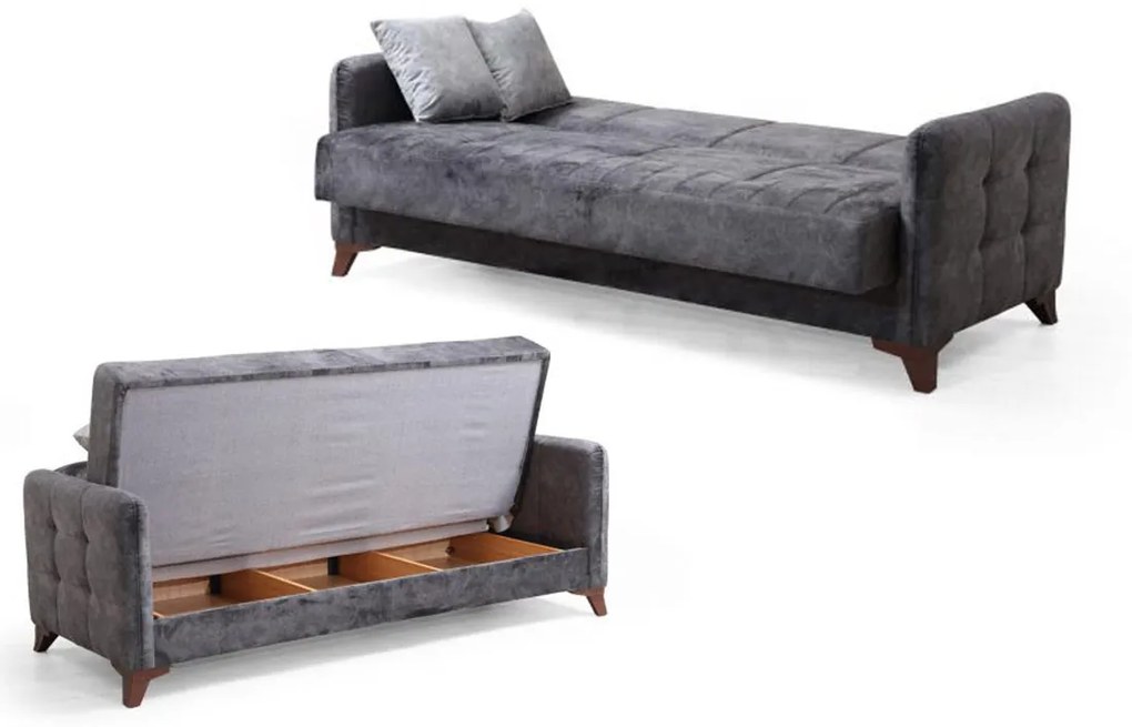 Canapea Retro, culoare gri, 220 x 95 cm