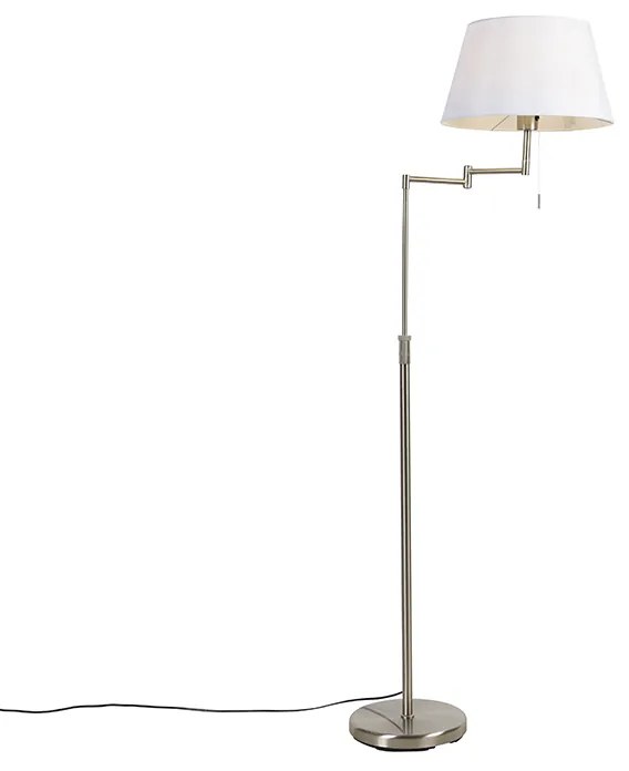 Lampă de podea din oțel cu abajur din stofă albă și braț reglabil - Ladas Deluxe