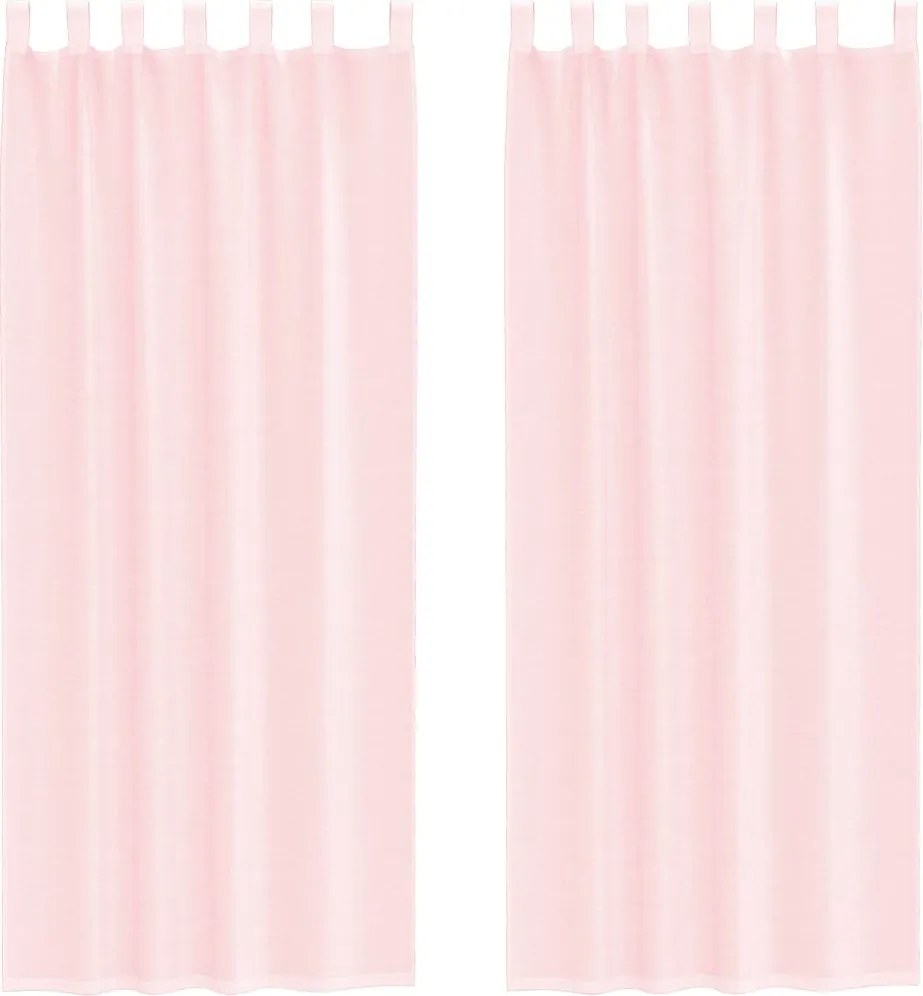 vidaXL Perdele Voile cu buzunare pentru bare 2 buc Roz deschis
