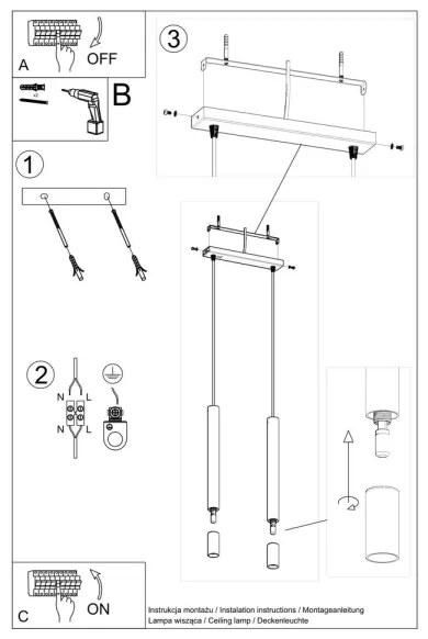 Lustră pe cablu VIZIER 2xG9/40W/230V albă Sollux SL.0958