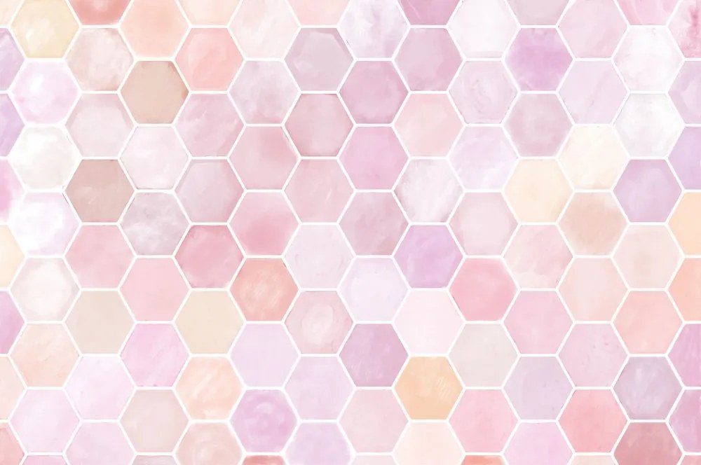 Tapet autoadeziv model hexagonal roz