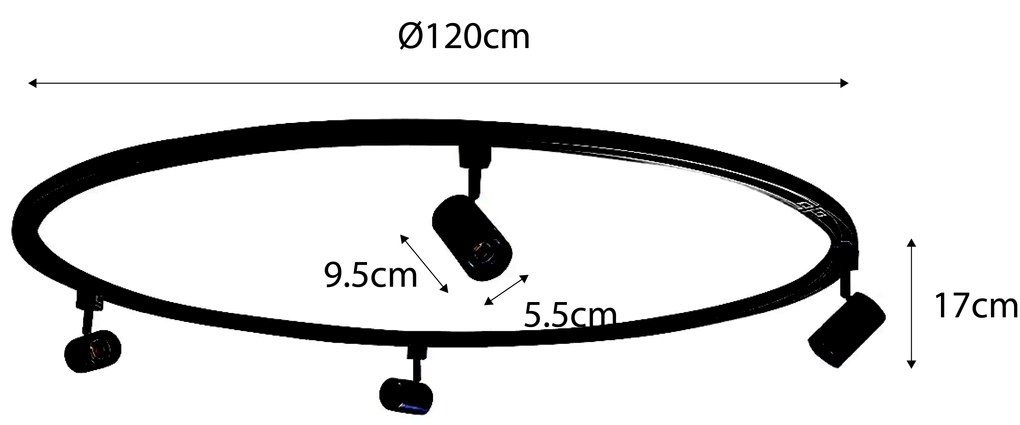 Sistem modern de iluminat pe șine cu 4 spoturi albe monofazate rotunde - Iconic Jeana