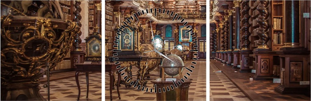 Tablou -Clementinum de Praga (cu ceas) (90x30 cm)