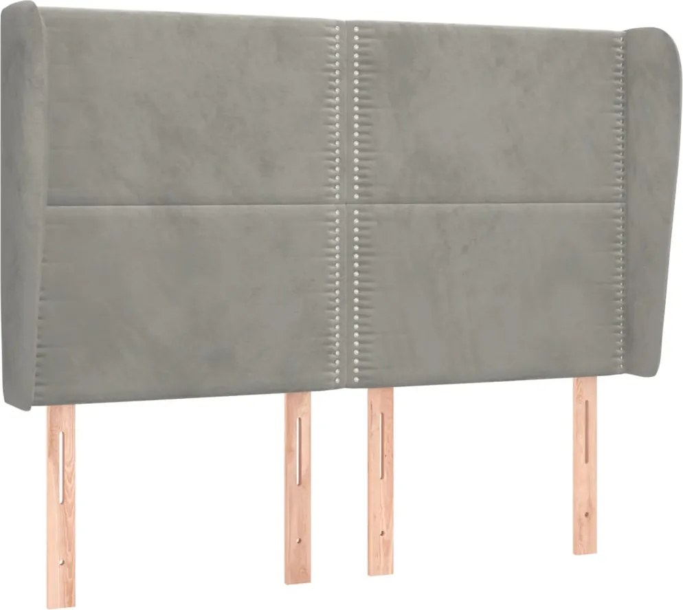 vidaXL Tăblie de pat cu aripioare gri deschis 147x23x118/128cm catifea