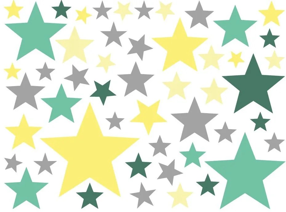 Set 50 autocolante Ambiance Stars Green and Yellow