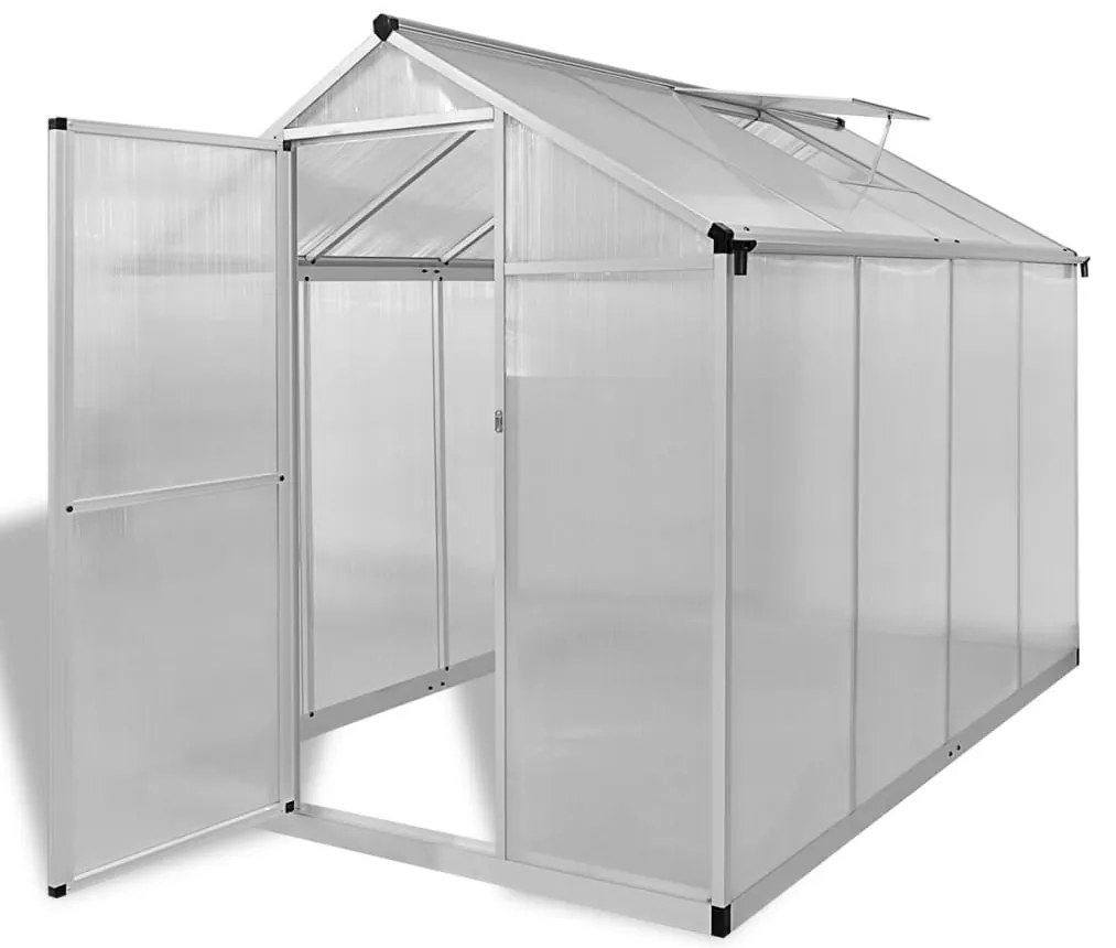 vidaXL Seră din aluminiu ranforsat cu cadru la bază, 4,6 m²