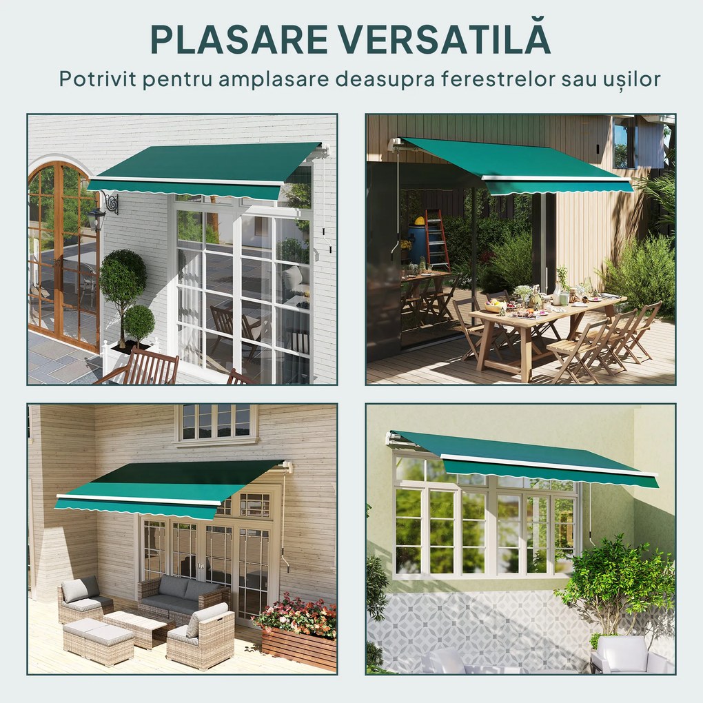 Outsunny Material de Înlocuire pentru Copertină Retractabilă, 282x250 cm, verde | Aosom Romania