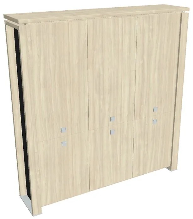 Dulap înalt Verno+ S 200 x 46 x 210 cm, salcâm / negru
