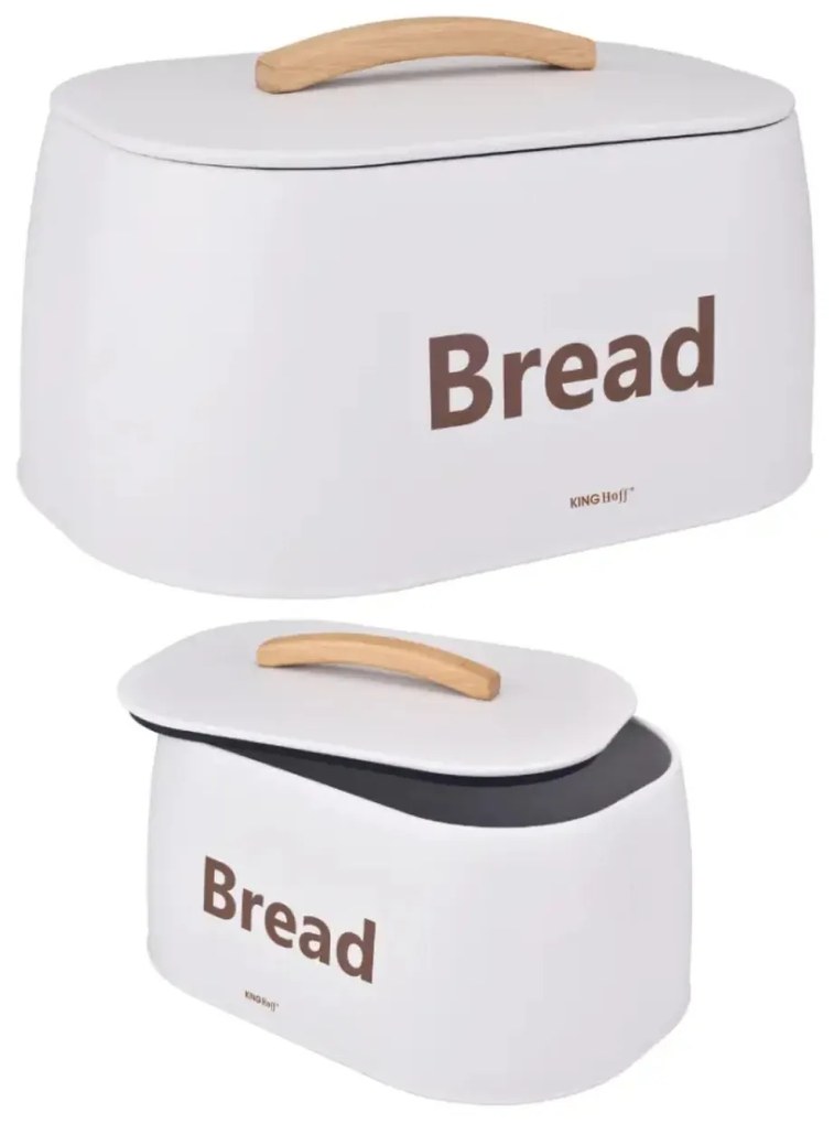 Cutie pentru pâine din metal, 34×24×18.5 cm, albă, Kinghoff KH-1947