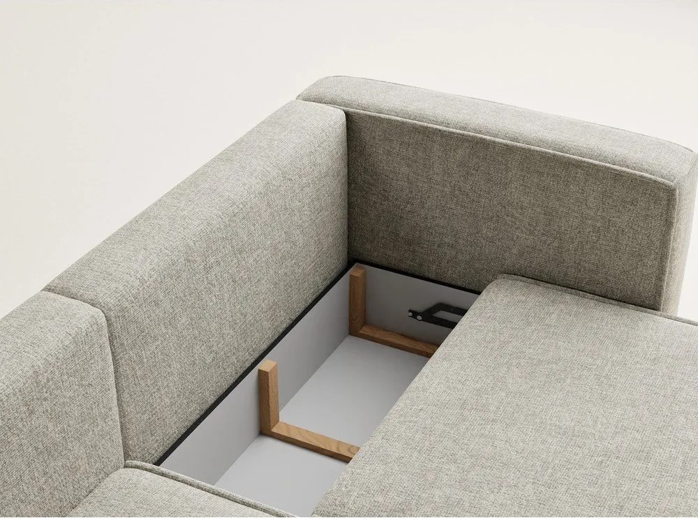 Colțar bej extensibil/cu spațiu de depozitare cu tapițerie din chenille (cu colț pe partea stângă/cu șezlong) Velto – Maison de Rêve