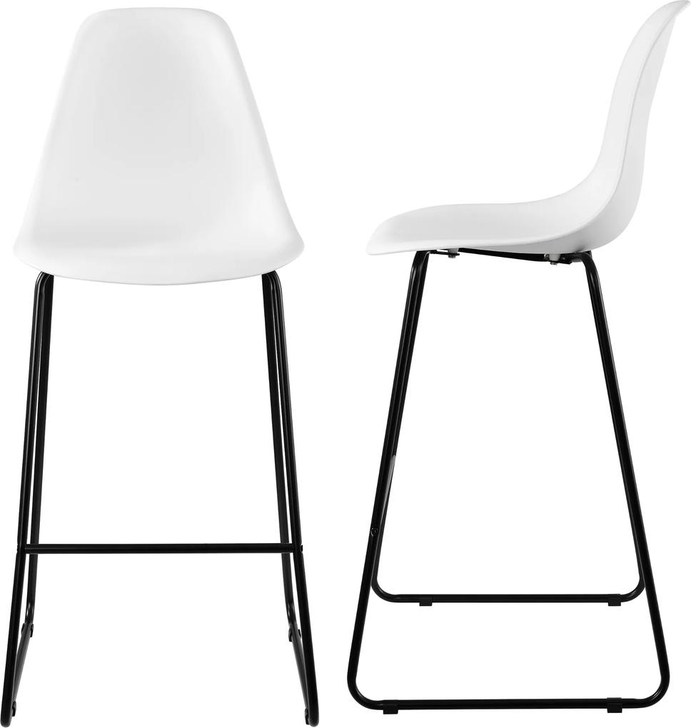 [en.casa]® Set 2 bucati scaune de bar design- 110x46,5cm - alb