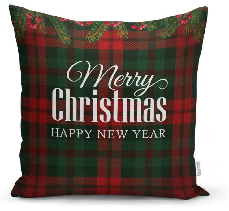 Set 4 fețe de pernă și un napron de masă cu model de Crăciun Minimalist Cushion Covers Tartan Christmas