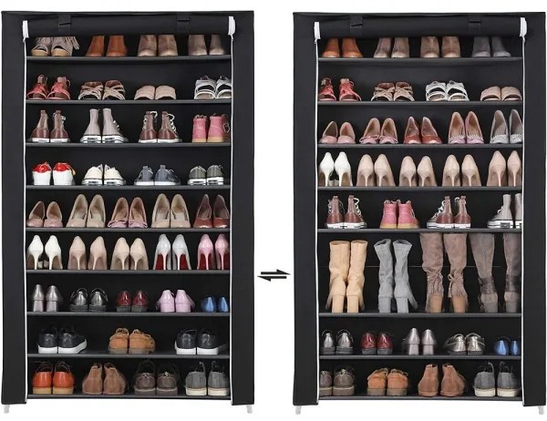 Dulap textil de depozitare cu polițe MATIS, 100x162 cm, negru