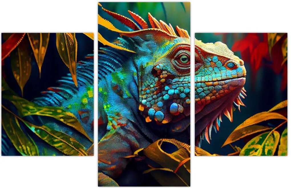 Tablou - Iguana colorată (90x60 cm)