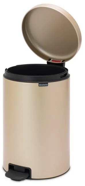 Cos de gunoi cu pedala Brabantia NewIcon 1003205, 20 L, Inchidere lina, Baza antiderapanta, Auriu metalic