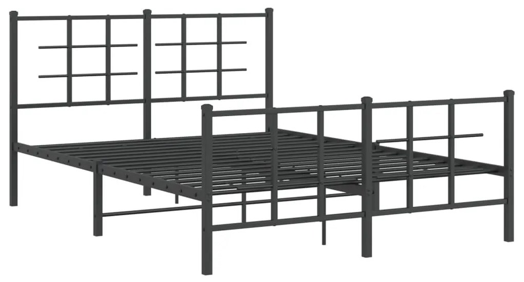 355579 vidaXL Cadru pat metalic cu tăblie de cap/picioare, negru, 140x190 cm
