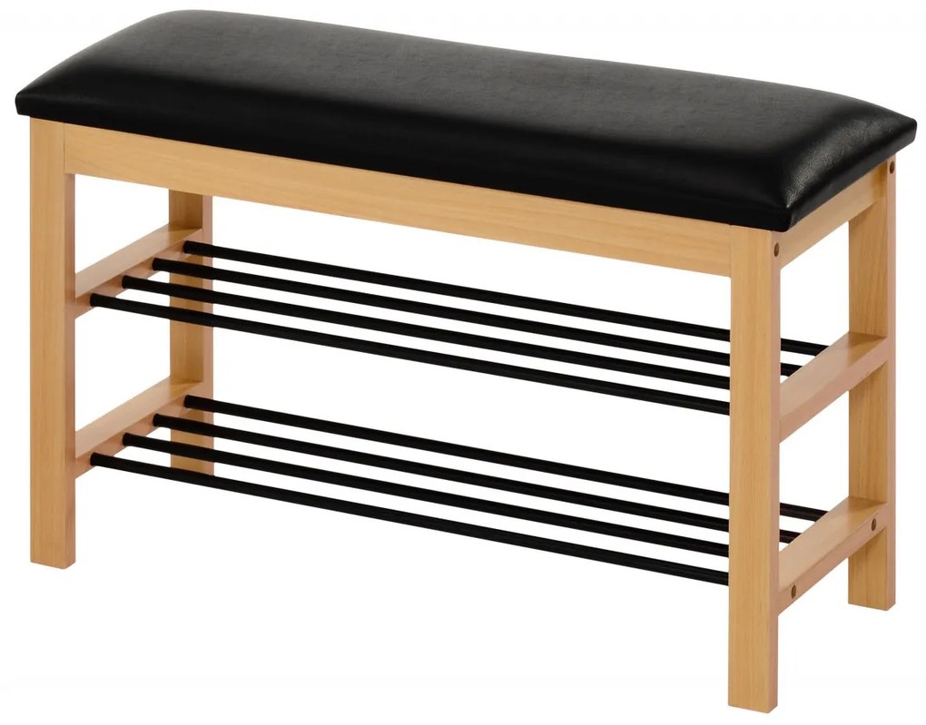 Banca ST11 cu spatiu pentru pantofi natur/negru L81 cm