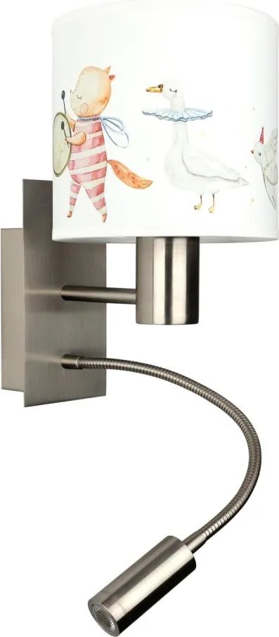 Brilagi - Lampă LED flexibilă BOBO 1xE27/25W/230V + LED/3W m. crom/alb/cu animale