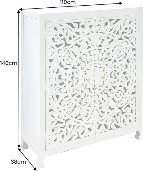 Comoda inalta design oriental MARRAKECH 140cm, alb