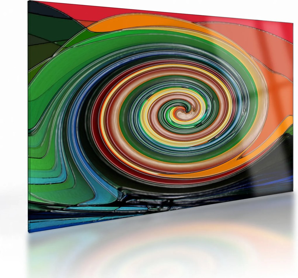 Tablou pe sticlă abstract - spirala colorata (70x50 cm)