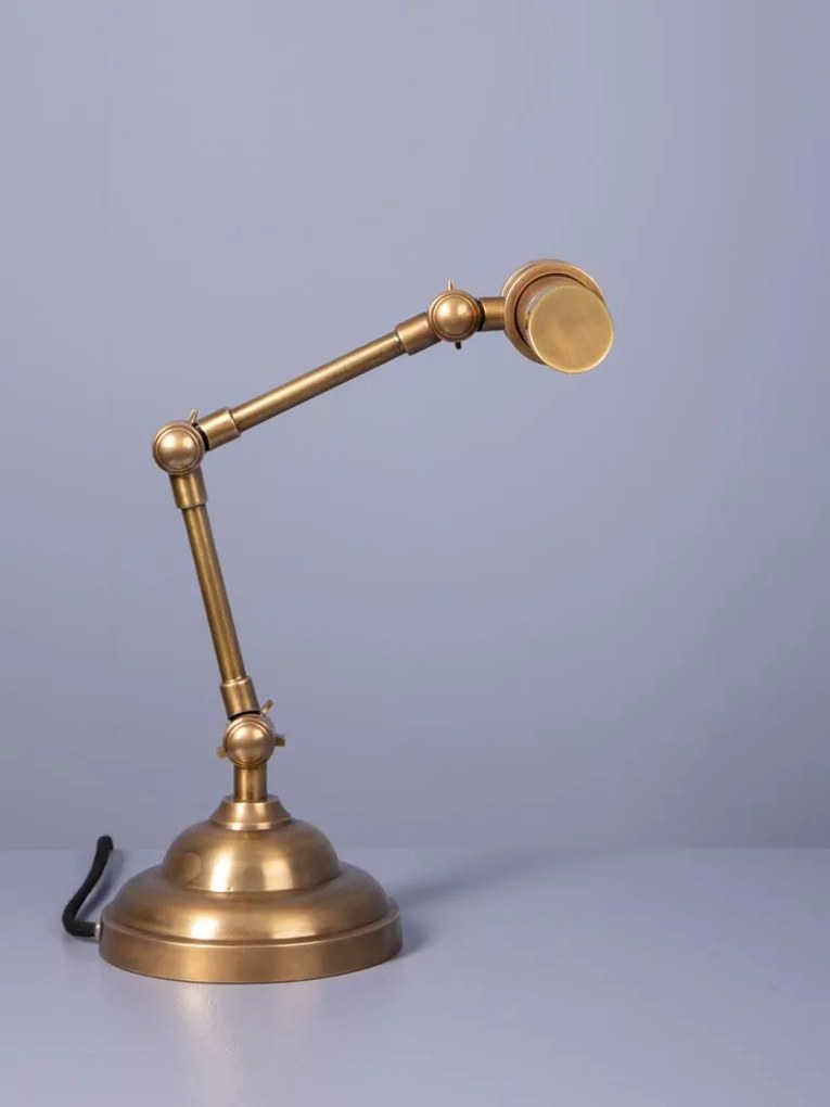 Lampă de birou din alamă antichizată, cu braț articulat, finisaj vintage, 51×30 cm, „Banco"