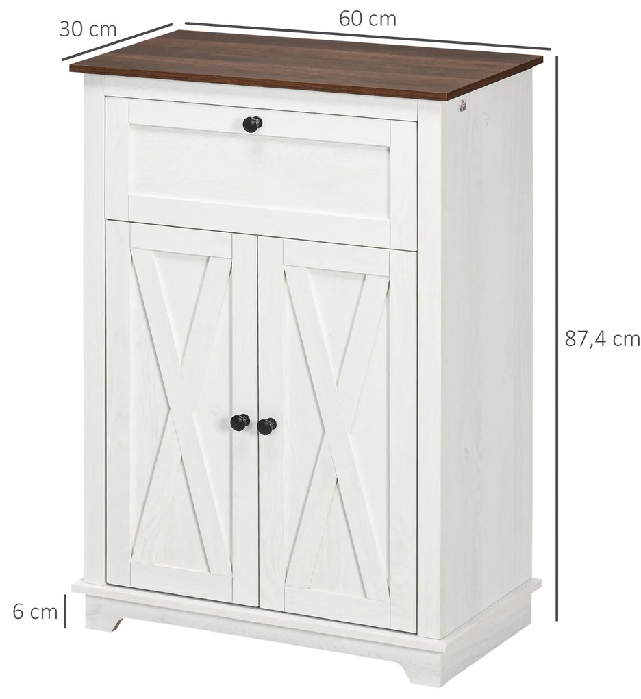 HOMCOM Bufet de depozitare cu multiple spații de depozitare, 2 uși cu raft reglabil, 1 sertar, dim. 60L x 30Ad x 87,5Î cm | Aosom Romania