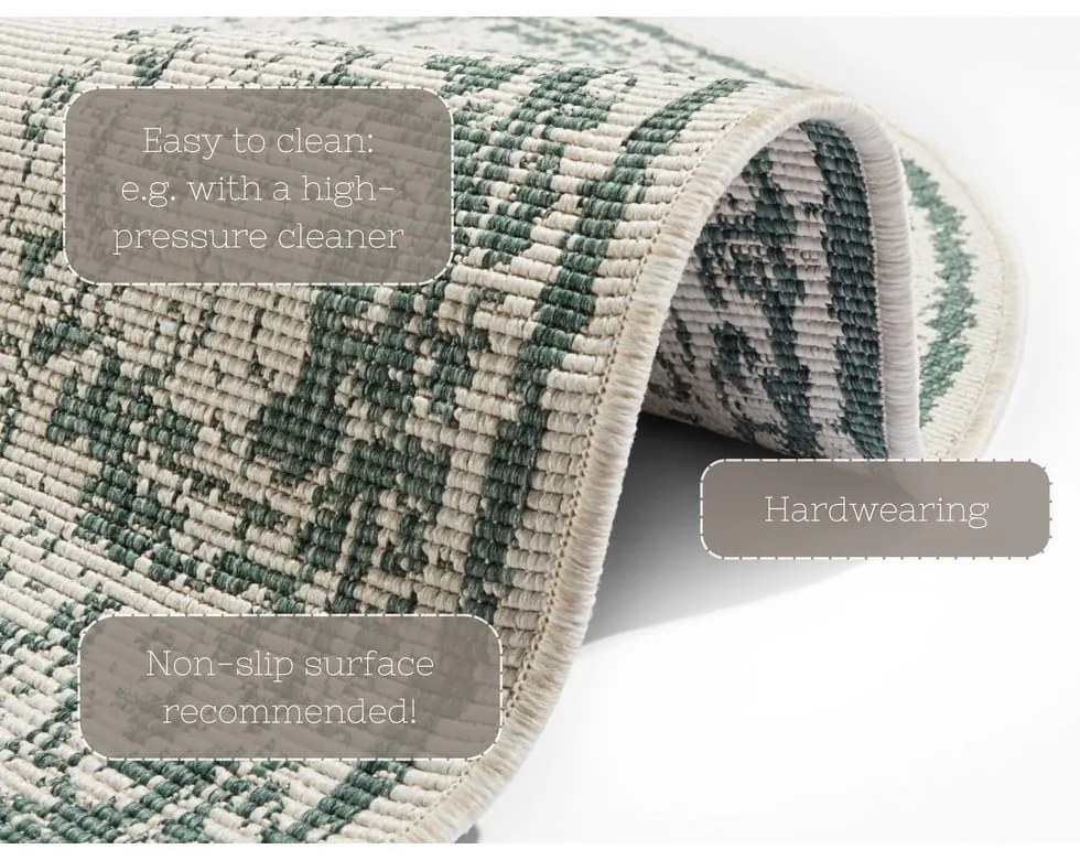 Covor adecvat pentru exterior NORTHRUGS Borbon, ø 200 cm, verde-crem