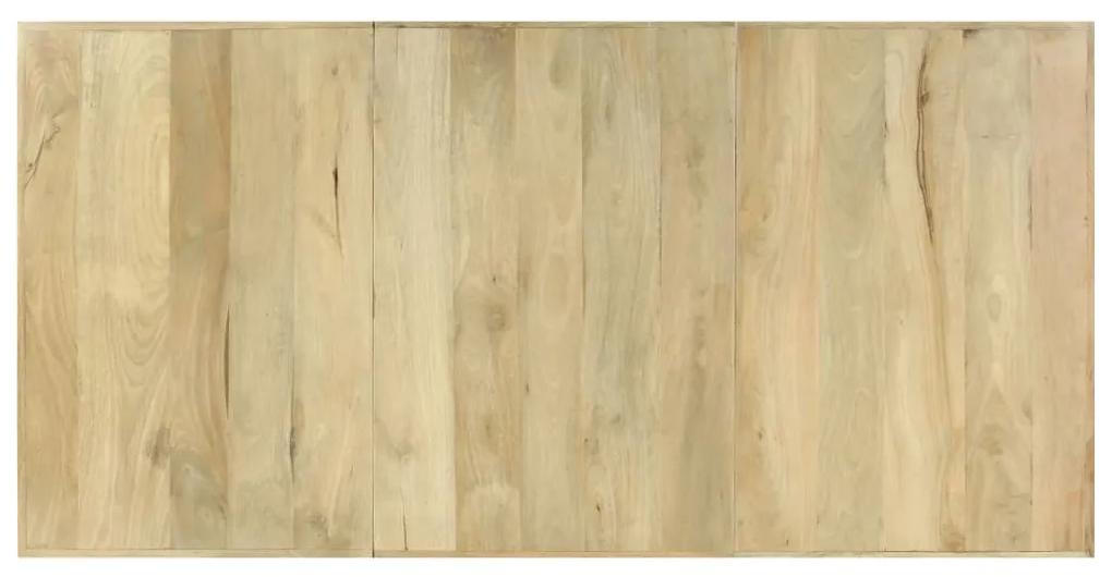 Masa de bucatarie, 180 x 90 x 76 cm, lemn masiv de mango 1, maro deschis si alb, 180 x 90 x 76 cm, cadru in U