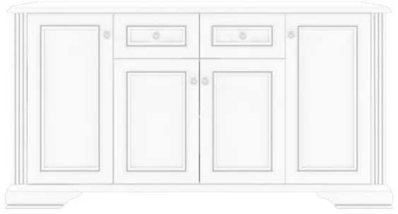 White 009-1 Comoda 4D2S Snowy Ash/Silver Pine