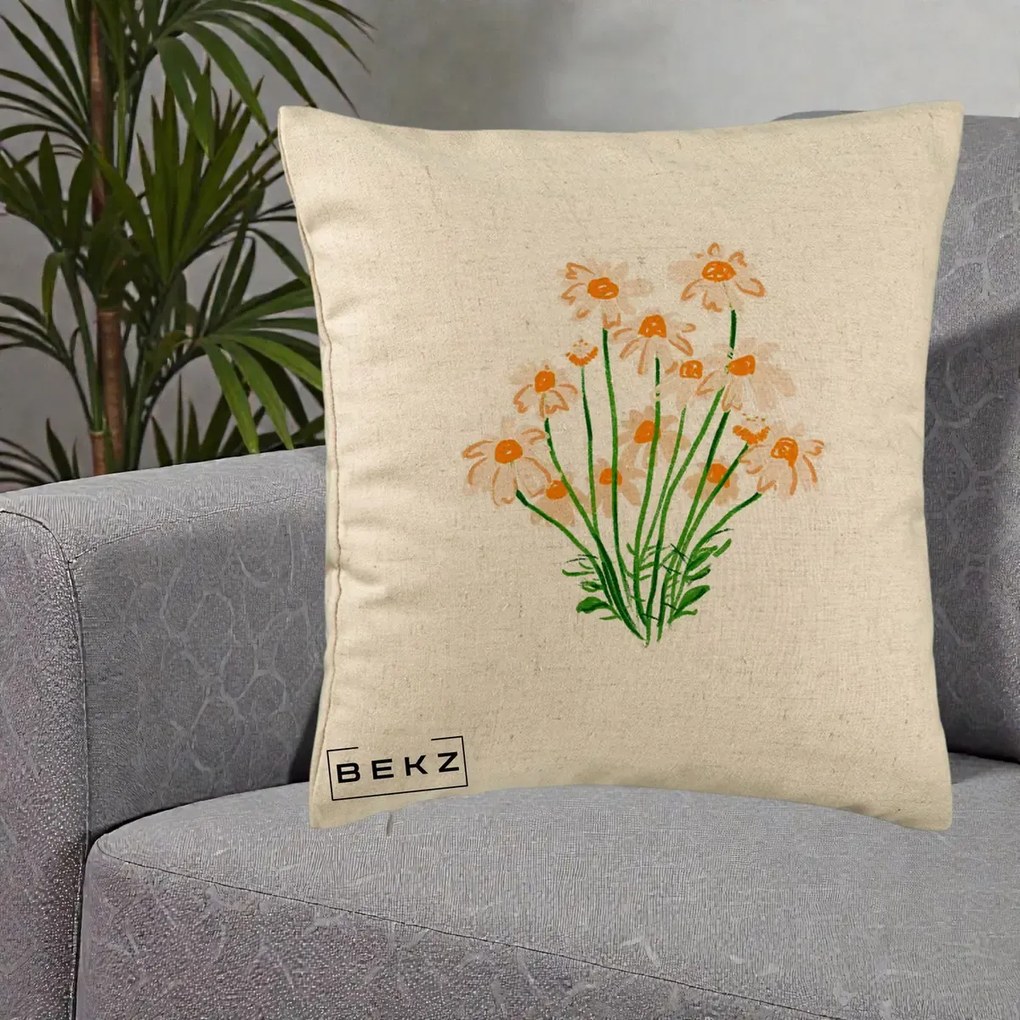 Perna Decorativa Margarete Camp, 40x40 cm, Bej, Husa Detasabila, Perna Inclusa, BEKZ®