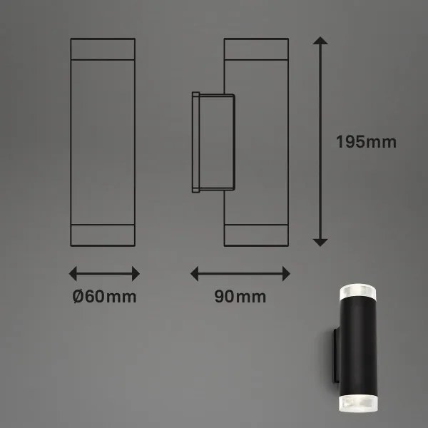 Aplică LED de exterior Brilo 2xGU10/4,7W/230V IP44 4000K negru