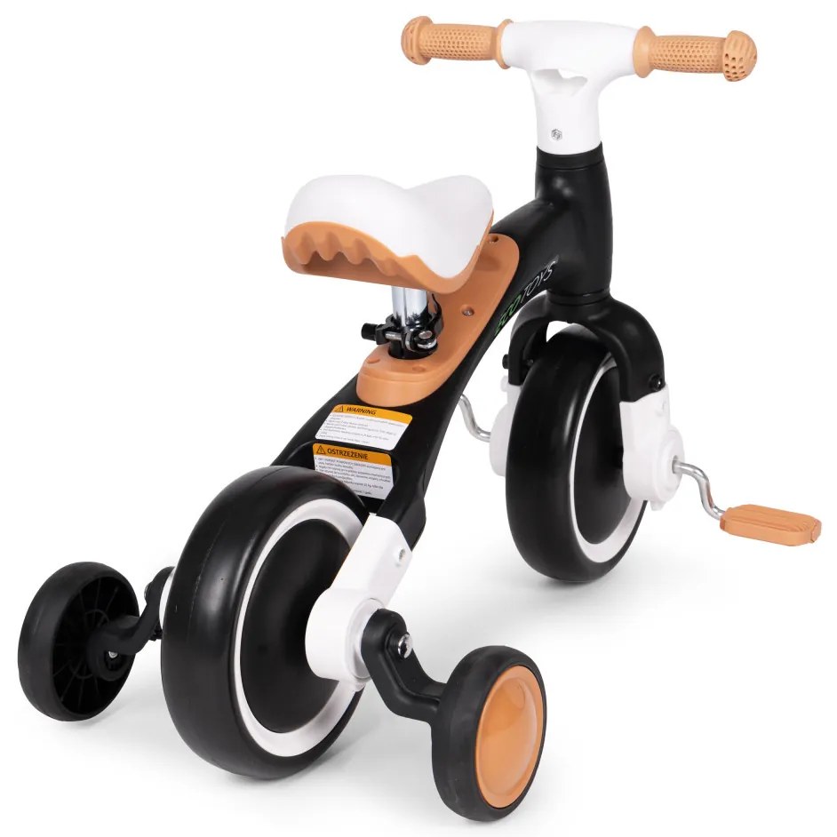 Bicicletă de jogging 3-in-1 cu pedale și roți laterale negru