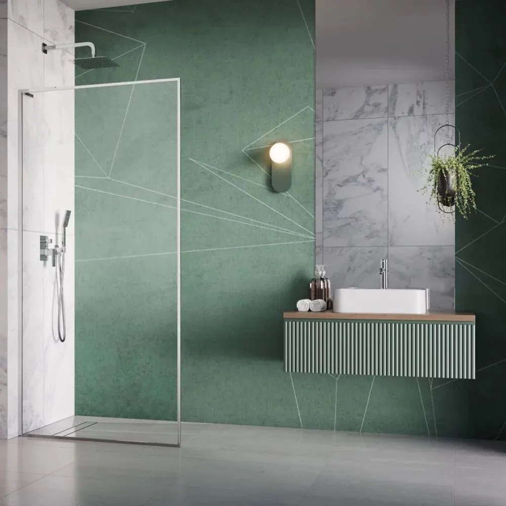 Paravan de dus tip Walk-in Radaway Modo F SL II crom-transparent 50 cm sticla securizata 8 mm stanga