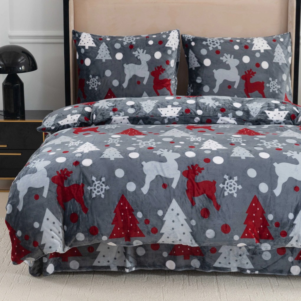 Lenjerie de pat din microplus Culoare gri, CHRISTMAS CHARM Dimensiune lenjerie de pat: 70 x 90 cm | 140 x 220 cm