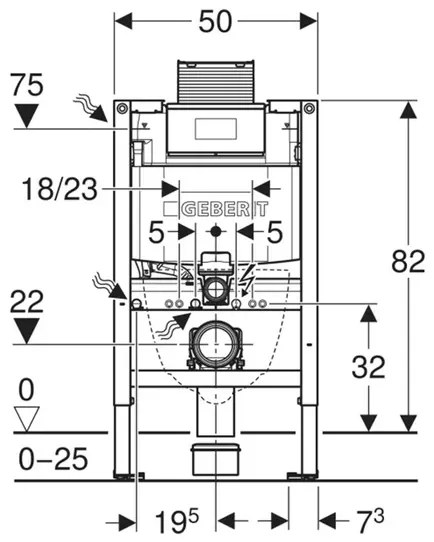Cadru incastrat Geberit Duofix 82 cm cu rezervor Omega 12 cm