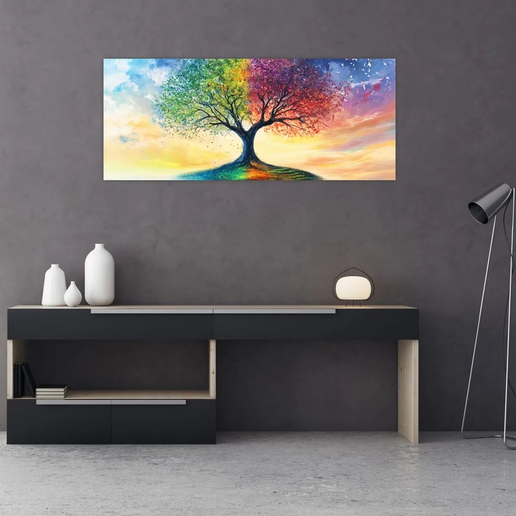 Tablou – Arbore pictat al anotimpurilor (120x50 cm)