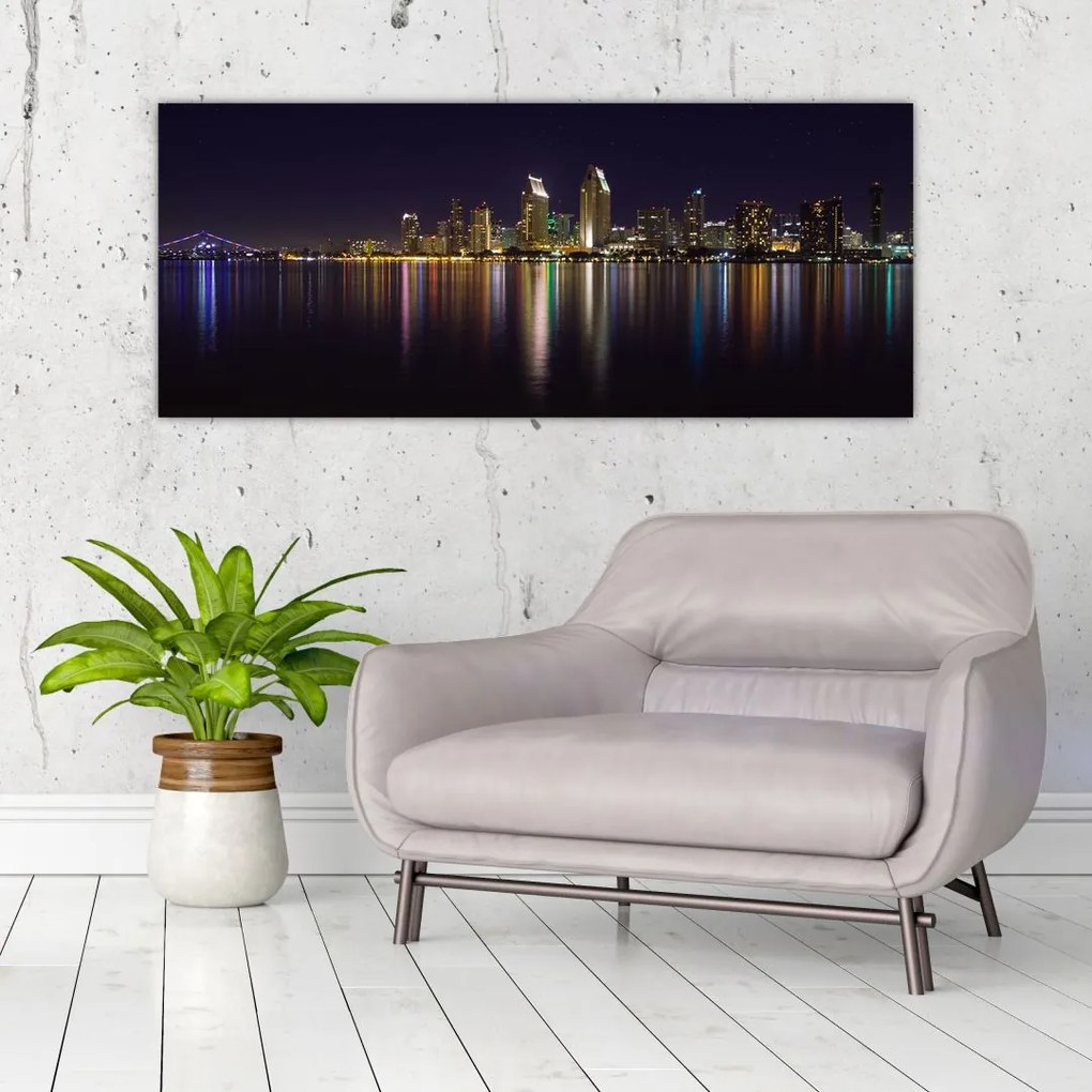 Tablou cu orașul nocturn (120x50 cm)