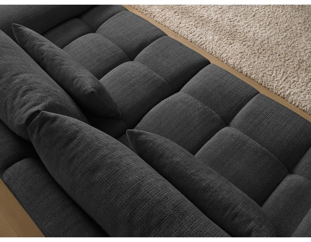 Canapea neagră cu tapițerie din chenille 264 cm Ivane – Bobochic Paris