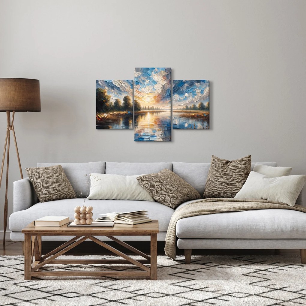 Tablou - Pictură cu soarele deasupra apei (90x60 cm)