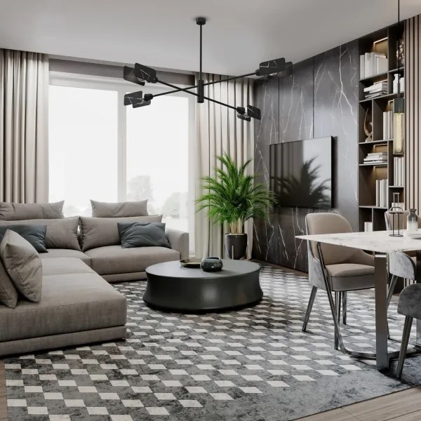 Lustră pe tijă ASTRA 4xE27/60W/230V neagră