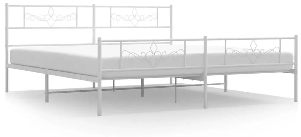 355340 vidaXL Cadru de pat metalic cu tăblie de cap/picioare, alb, 193x203 cm