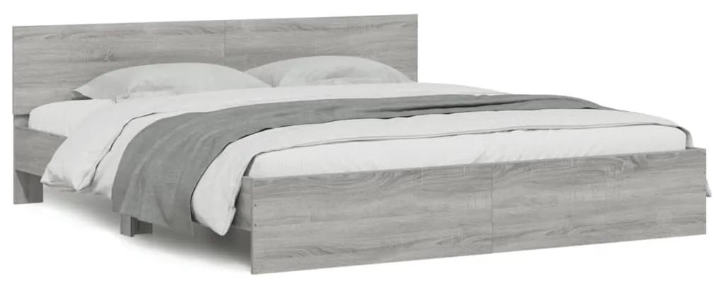 3207474 vidaXL Cadru de pat cu tăblie, gri sonoma, 160x200 cm