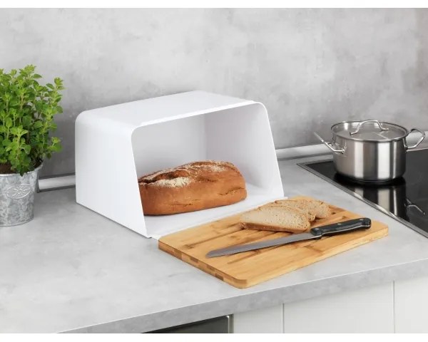 WENKO 54099100 - Cutie pentru pâine KUBO, 35 x 26,5 cm, alb/maro