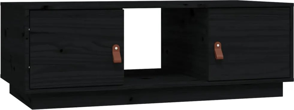 vidaXL Măsuță de cafea, negru, 100x50x35 cm, lemn masiv de pin