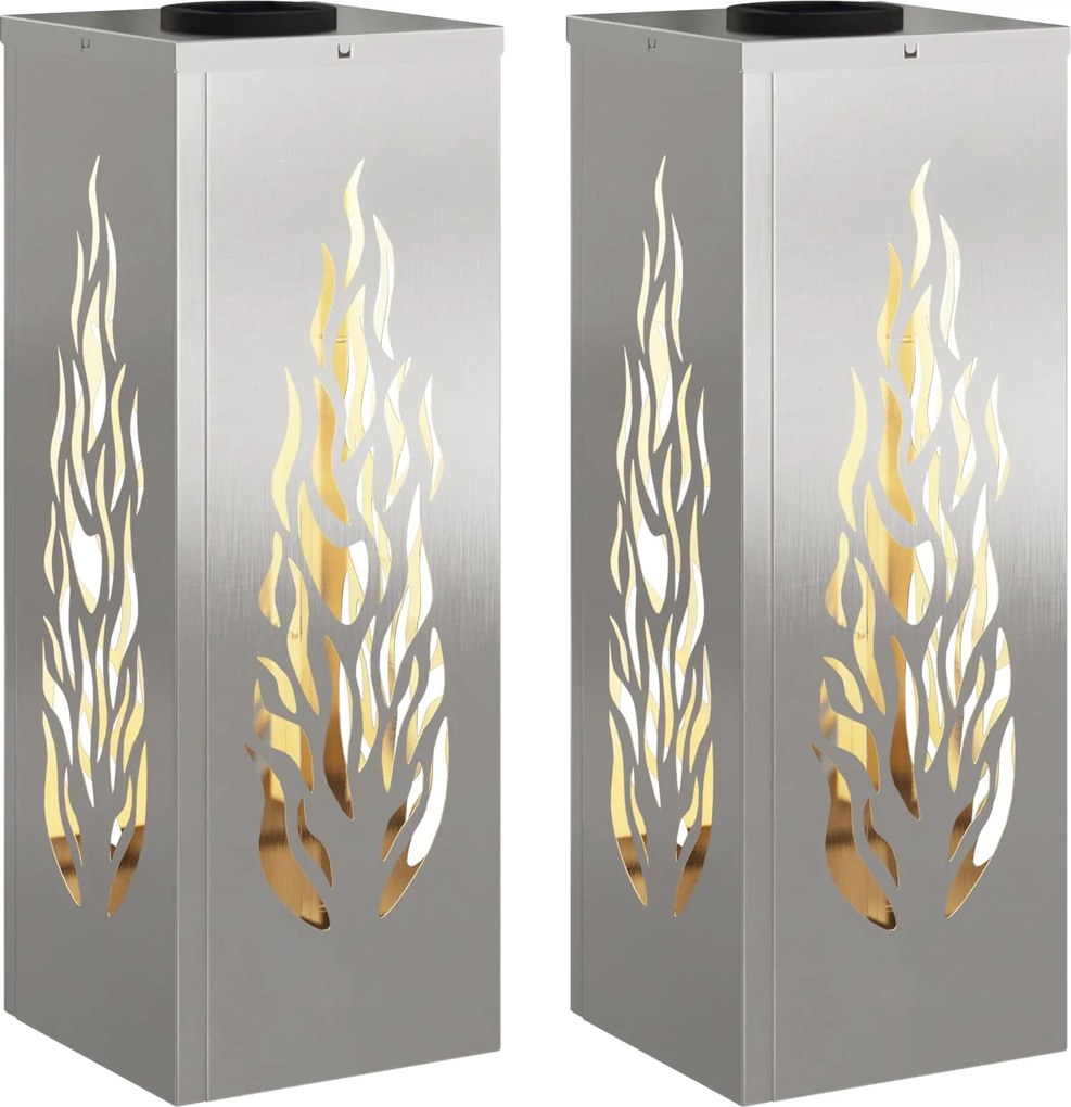 vidaXL Lumină LED Solară pentru Alei 2 pcs Argintiu Oţel inoxidabil